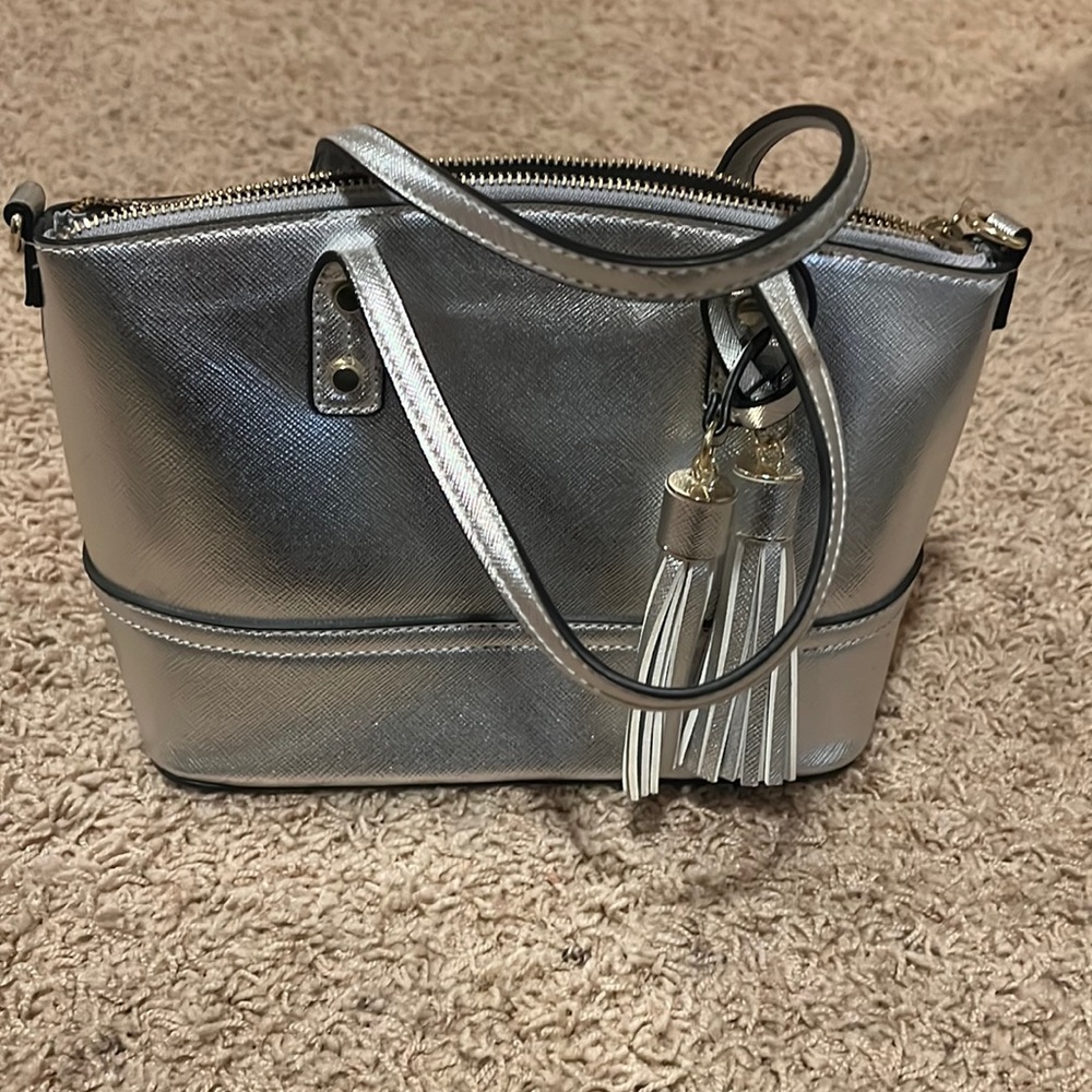 Metallic Silver Merona mini purse
